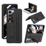 For Samsung Galaxy Z Fold4 5G Integrated PU + PC Full Coverage Phone Case with Pen/Pen Slots(Black)