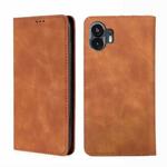 For Nothing Phone 2 Skin Feel Magnetic Leather Phone Case(Light Brown)