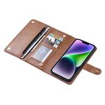 For iPhone 14 Plus ViLi GV Series MagSafe Magnetic Zipper Leather Phone Case(Brown)