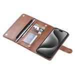 For iPhone 15 Pro ViLi GV Series MagSafe Magnetic Zipper Leather Phone Case(Brown)