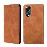 For OPPO A58 4G Skin Feel Magnetic Leather Phone Case(Light Brown)