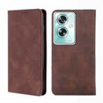 For OPPO A79 5G Skin Feel Magnetic Leather Phone Case(Dark Brown)
