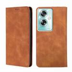 For OPPO A79 5G Skin Feel Magnetic Leather Phone Case(Light Brown)