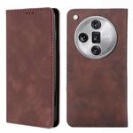 For OPPO Find X7 Ultra 5G Skin Feel Magnetic Leather Phone Case(Dark Brown)