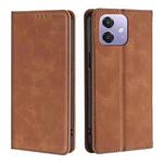 For OPPO A3 5G India Skin Feel Magnetic Leather Phone Case(Light Brown)