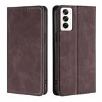 For OPPO Reno12 5G Global Skin Feel Magnetic Leather Phone Case(Dark Brown)