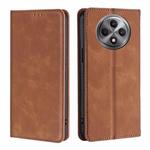 For OPPO Reno12 F 5G Skin Feel Magnetic Leather Phone Case(Light Brown)