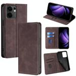 For OPPO Reno13 F 5G / 4G Skin Feel Magnetic Leather Phone Case(Dark Brown)