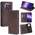 For OPPO A5 5G 2025 Global Skin Feel Magnetic Leather Phone Case(Dark Brown)