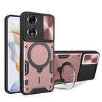 For Honor 90 5G CD Texture Sliding Camshield Magnetic Holder Phone Case(Pink)