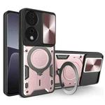 For Honor X7b CD Texture Sliding Camshield Magnetic Holder Phone Case(Pink)