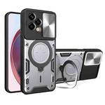 For Honor 200 Lite Global CD Texture Sliding Camshield Magnetic Holder Phone Case(Silver)