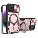 For Honor X8 4G CD Texture Sliding Camshield Magnetic Holder Phone Case(Pink)