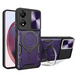 For Honor X5 Plus CD Texture Sliding Camshield Magnetic Holder Phone Case(Purple)