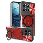 For Honor X6b 4G CD Texture Sliding Camshield Magnetic Holder Phone Case(Red)