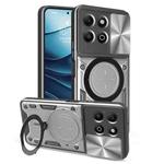 For Honor X6b 4G CD Texture Sliding Camshield Magnetic Holder Phone Case(Silver)