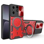 For Tecno Spark 10 Pro 4G CD Texture Sliding Camshield Magnetic Holder Phone Case(Red)