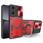 For Tecno Spark 10 / Spark 10C CD Texture Sliding Camshield Magnetic Holder Phone Case(Red)