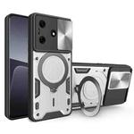 For Tecno Spark 10 / Spark 10C CD Texture Sliding Camshield Magnetic Holder Phone Case(Silver)