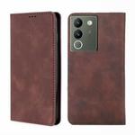 For vivo V29e 5G Skin Feel Magnetic Leather Phone Case(Dark Brown)