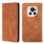 For Honor Magic6 Skin Feel Magnetic Leather Phone Case(Light Brown)