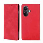 For OnePlus Nord CE3 5G Skin Feel Magnetic Leather Phone Case(Red)