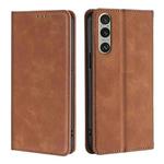 For Sony Xperia 1 VI Skin Feel Magnetic Leather Phone Case(Light Brown)