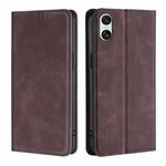 For Sony Xperia 10 VI Skin Feel Magnetic Leather Phone Case(Dark Brown)