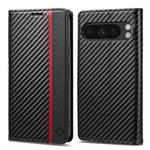 For Google Pixel 9 Pro LC.IMEEKE Carbon Fiber Leather Phone Case(Vertical Black)