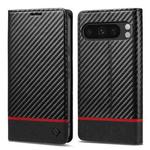 For Google Pixel 9 Pro LC.IMEEKE Carbon Fiber Leather Phone Case(Horizontal Black)