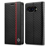 For Google Pixel 9a LC.IMEEKE Carbon Fiber Leather Phone Case(Vertical Black)
