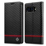 For Google Pixel 9a LC.IMEEKE Carbon Fiber Leather Phone Case(Horizontal Black)