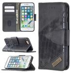 For iPhone 8 / 7 Matching Color Crocodile Texture Horizontal Flip PU Leather Case with Wallet & Holder & Card Slots(Black)