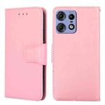 For Motorola Edge 50 Pro 5G Crystal Texture Leather Phone Case(Pink)