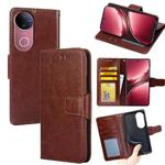For vivo V50 5G Crystal Texture Leather Phone Case(Brown)