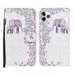 For iPhone 11 Pro 3D Painted Pattern Horizontal Flip Leather Case with Holder & Wallet & Card slot & Lanyard(Flower Elephant)