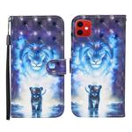 For iPhone 11 3D Painted Pattern Horizontal Flip Leather Case with Holder & Wallet & Card slot & Lanyard(Lion)