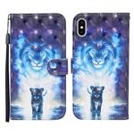 For iPhone XS Max 3D Painted Pattern Horizontal Flip Leather Case with Holder & Wallet & Card slot & Lanyard(Lion)