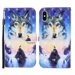 For iPhone XS Max 3D Painted Pattern Horizontal Flip Leather Case with Holder & Wallet & Card slot & Lanyard(Sunrise Wolf)