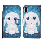 For iPhone XS Max 3D Painted Pattern Horizontal Flip Leather Case with Holder & Wallet & Card slot & Lanyard(Rabbit)