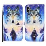 For iPhone X / XS 3D Painted Pattern Horizontal Flip Leather Case with Holder & Wallet & Card slot & Lanyard(Sunrise Wolf)