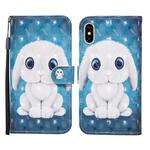 For iPhone X / XS 3D Painted Pattern Horizontal Flip Leather Case with Holder & Wallet & Card slot & Lanyard(Rabbit)