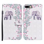 For iPhone 8 Plus / 7 Plus 3D Painted Pattern Horizontal Flip Leather Case with Holder & Wallet & Card slot & Lanyard(Flower Elephant)