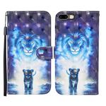 For iPhone 8 Plus / 7 Plus 3D Painted Pattern Horizontal Flip Leather Case with Holder & Wallet & Card slot & Lanyard(Lion)