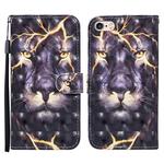 For iPhone SE 2022 / SE 2020 / 8 / 7 3D Painted Pattern Horizontal Flip Leather Case with Holder & Wallet & Card slot & Lanyard(Thunder Lion)