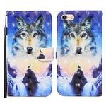 For iPhone SE 2022 / SE 2020 / 8 / 7 3D Painted Pattern Horizontal Flip Leather Case with Holder & Wallet & Card slot & Lanyard(Sunrise Wolf)