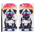 For iPhone SE 2022 / SE 2020 / 8 / 7 3D Painted Pattern Horizontal Flip Leather Case with Holder & Wallet & Card slot & Lanyard(Glasses Dog)