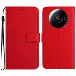 For Xiaomi 12S Ultra Rhombic Grid Texture Leather Phone Case(Red)