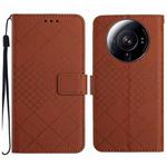 For Xiaomi 12S Ultra Rhombic Grid Texture Leather Phone Case(Brown)