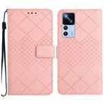 For Xiaomi 12T / 12T Pro Rhombic Grid Texture Leather Phone Case(Pink)